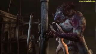 3D monster faz as meninas abdômen